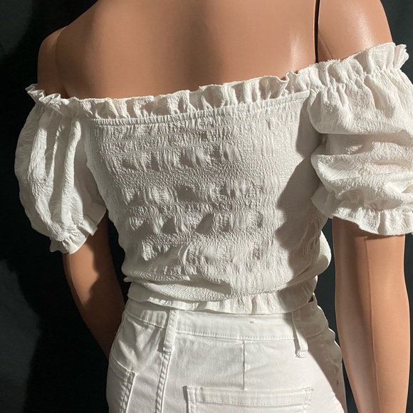 White Off-Shoulder Ruffle Top - Picture 3 of 5